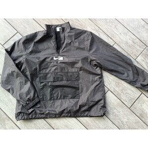 Nike Sportswear Women Woven Jacket Large Windowpane Grid Windbreaker Black